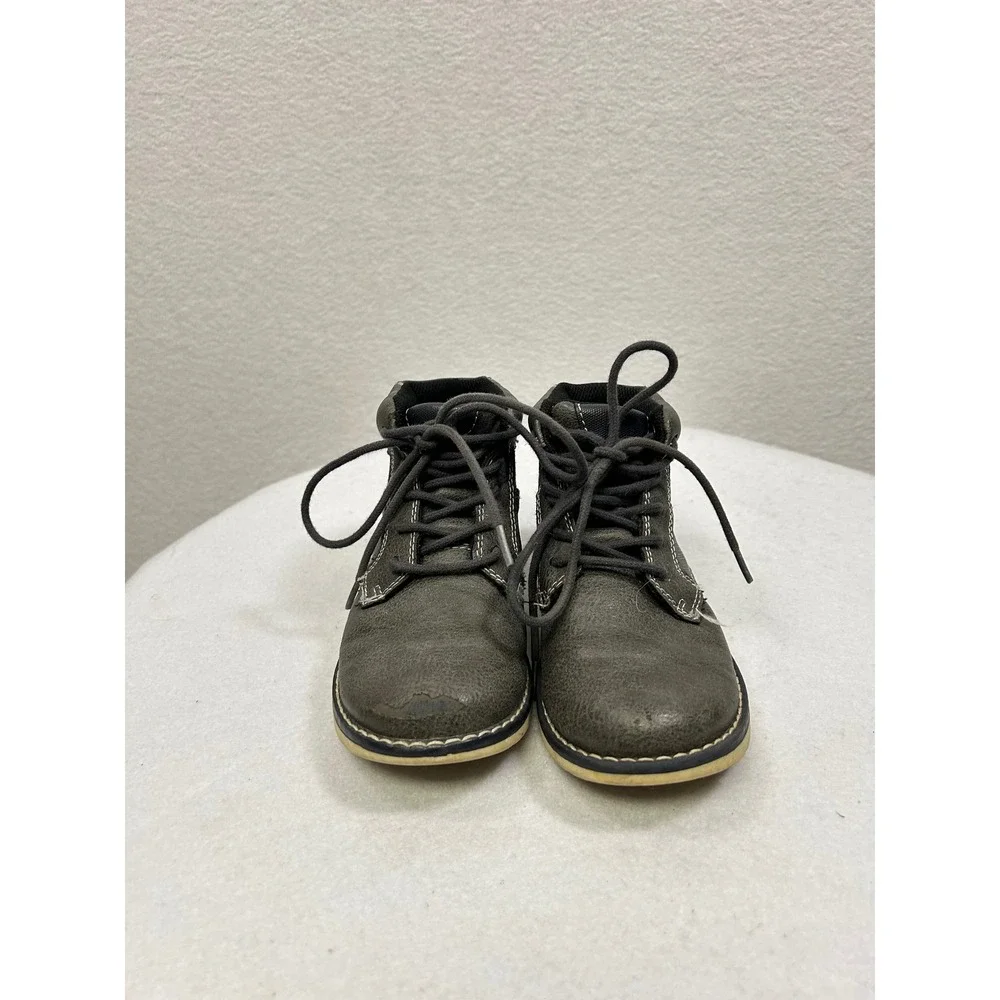 Sonoma Goods for Life Boys Ankle Boots Size 12 Gray Lace Up Faux Leather Rugged‎